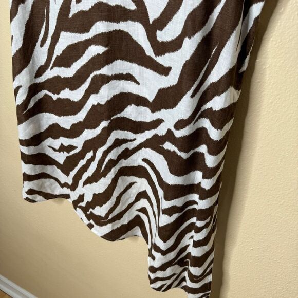 Chico's Shirt Women's Large 100% Linen No Iron Sleeveless Top Tunic Animal Print - Picture 12 of 12